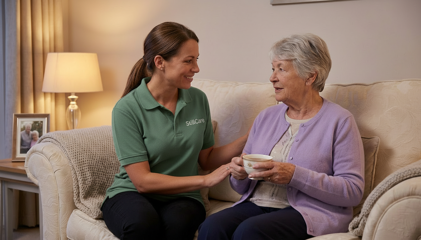 Bloom Home Care caregiver sharing a warm moment with elderly client in Katy, TX